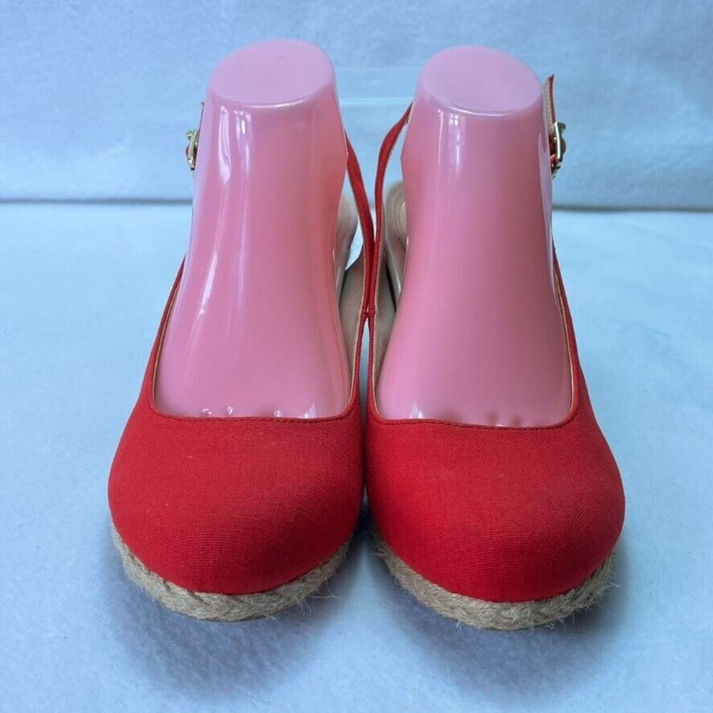 Vionic Shoes Womens 9 Coralina Espadrille Wedges Cherry Adjustable Strap Cushion